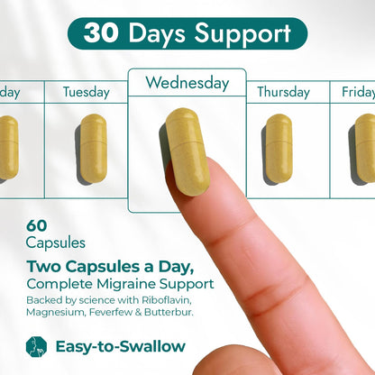 Nature's Nectar Migraine Prevention Feverfew Capsules – PA Free Butterbur Root, Riboflavin 400 mg, Magnesium & Feverfew – Natural Migraine Supplement – 60 Capsules Nature's NectarBuy Supplements Australia
