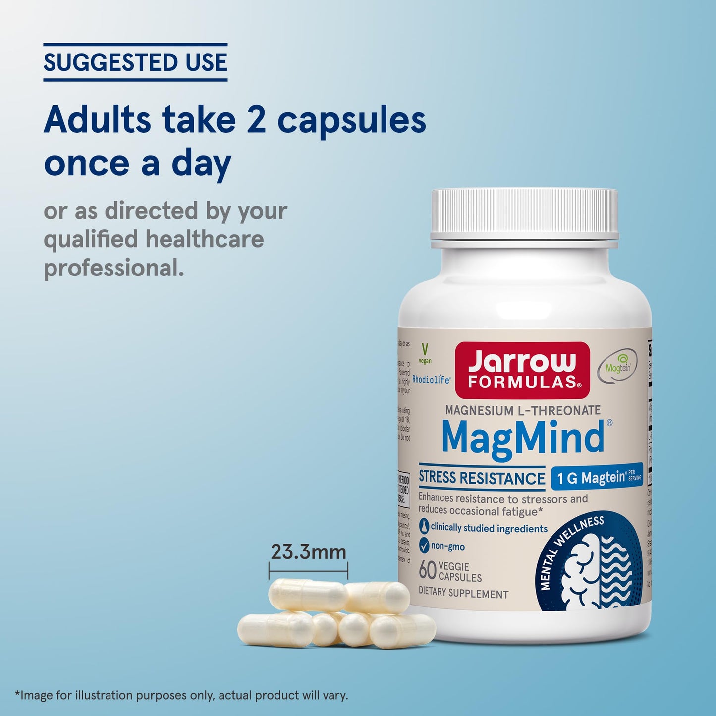 Jarrow Formulas Magnesium L-Threonate, MagMind Stress Resistance with L-Theanine and Rhodiolife, High Absorption Magnesium, Stress Relief and Mood Support, 60 Veggie Capsules, Up to a 30 Day Supply Jarrow FormulasBuy Supplements Australia