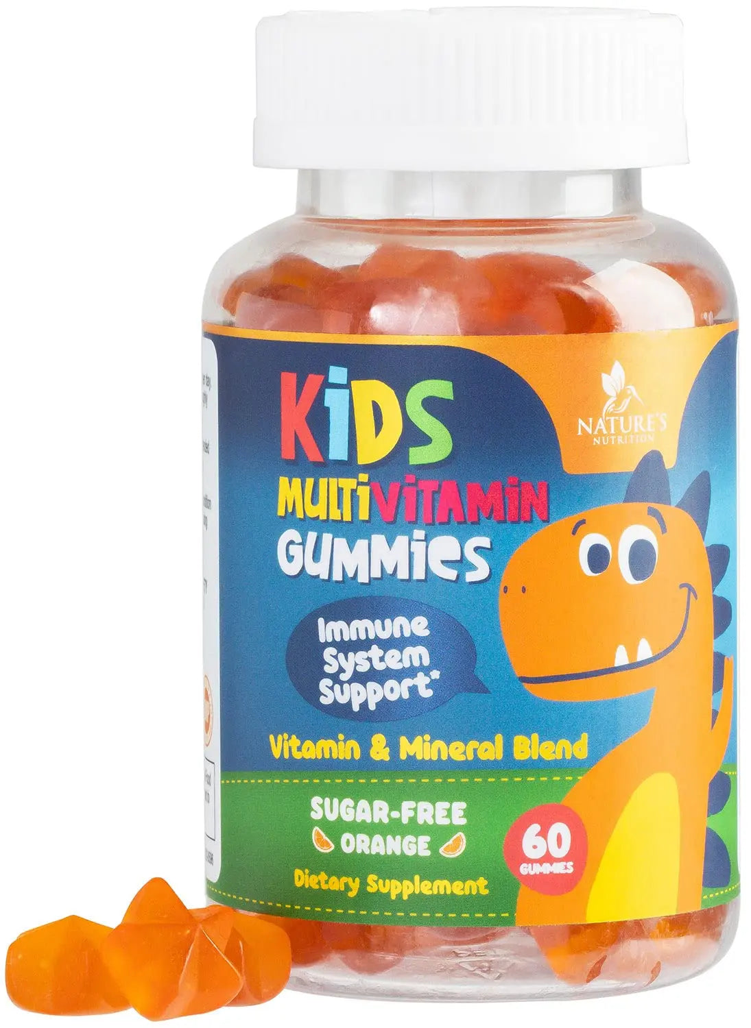 Kids Multivitamin Gummies - Improved Sugar-Free Formula - 100% Daily Folate, Kids Vitamins with Essential Vitamins A, C, D3, E, B6, B12 Nature's Nutrition