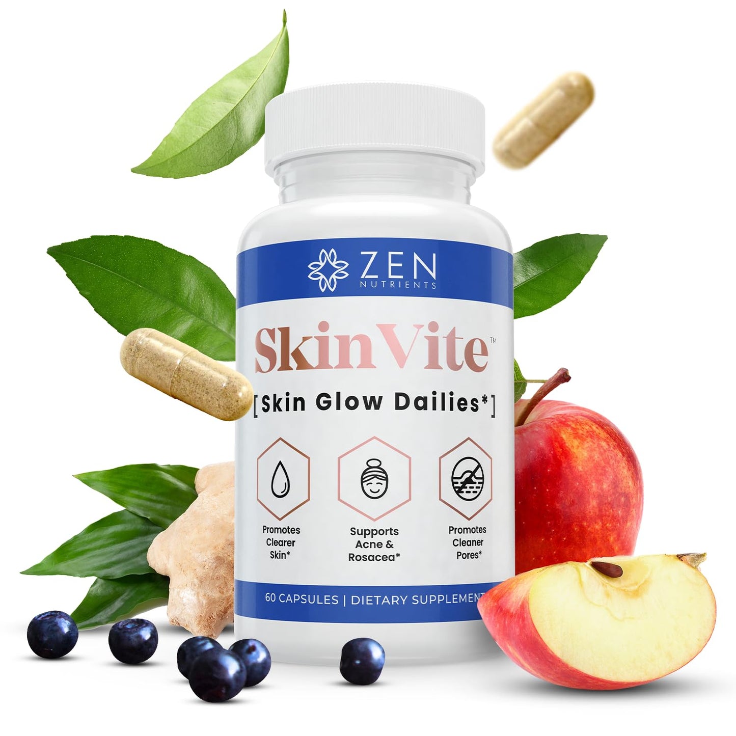 Zen Nutrients SkinVite Natural Skin Supplement for Women, Men & Teens - Hormonal Breakouts & Clear Skin Support Supplement - Detoxifying Vitamin for Acne and Digestion Support Zen NutrientsBuy Supplements Australia