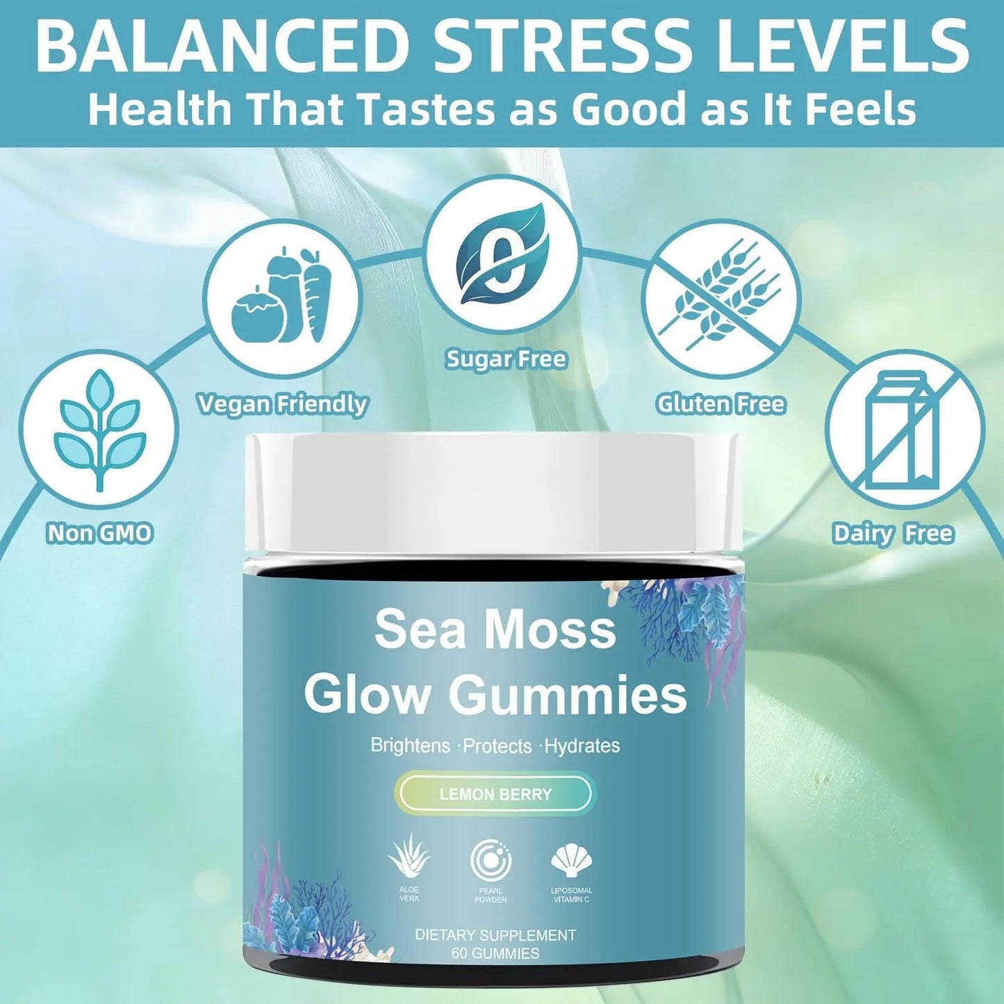 HICFRWE Sea Moss Glow Gummies - Hair Gummies with Vitamin C, Vitamin E, Aloe Vera, Pearl Powder Supports Faster Hair Growth HICFRWEBuy Supplements Australia