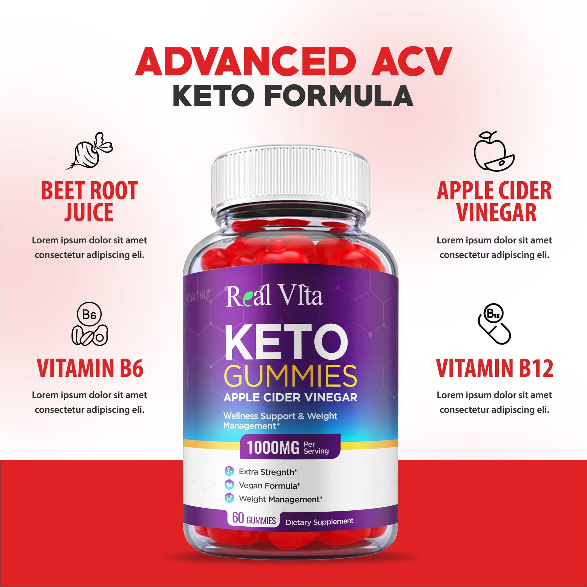 (3 Pack) Real Vita Keto Gummies - Official Formula, Vegan - Real Vita Acv Keto Gummies HealthlyBuy Supplements Australia