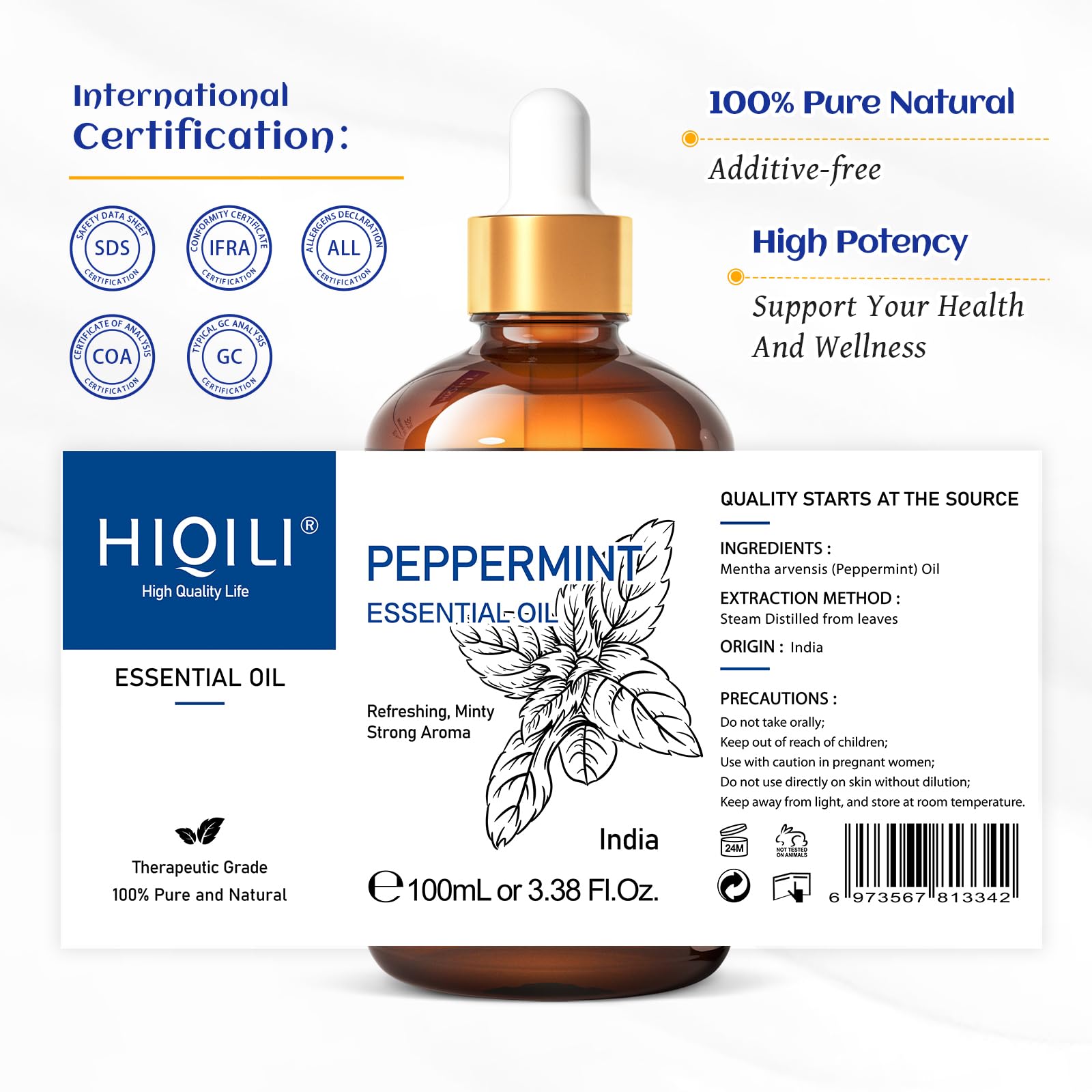 HIQILI Peppermint Essential Oil, 100% Pure Natural for Diffuser, Hair, Massage, Add to Spray HIQILIBuy Supplements Australia