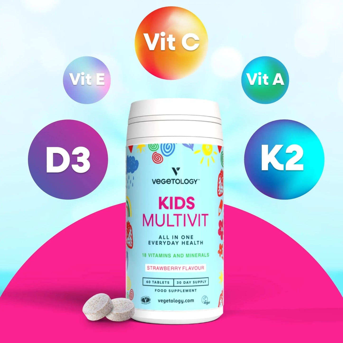 VEGETOLOGY Kids MultiVitamin Supplement, Vegan Chewable Multivitamin for Immune Support, Energy, & Growth, 18 Essential Vitamins & Minerals VEGETOLOGYBuy Supplements Australia