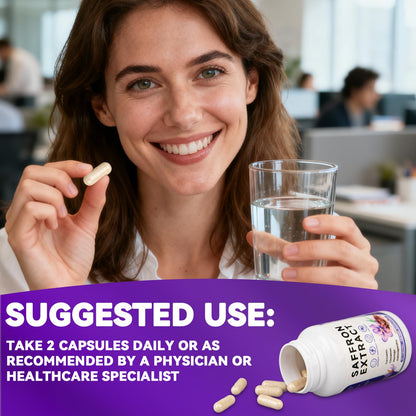 Happy Saffron Supplements, 100mg Saffron Extract, Saffron Blend with Turmeric & Ashwagandha, Supports Mood, Focus, and Energy Boost, 90 Capsules MossllyBuy Supplements Australia