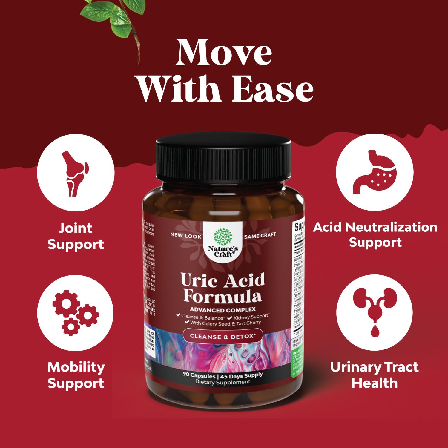 Tart Cherry Capsules for Joint Support and Kidney Cleanse - Daily Uric Acid Detox and Cleanse Natures CraftBuy Supplements Australia