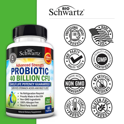 Daily Probiotic Supplement with 40 Billion CFU - Gut Health Complex with Astragalus BioSchwartzBuy Supplements Australia