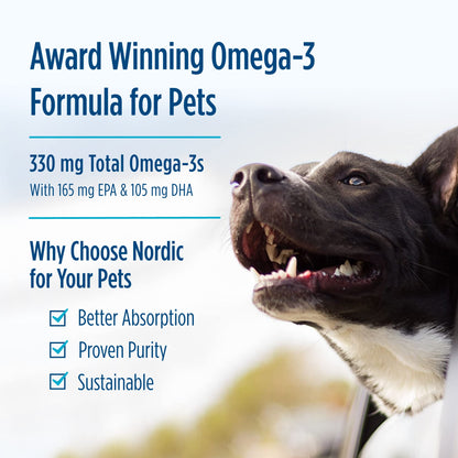 Nordic Naturals Omega-3 Pet, Unflavored - 180 Soft Gels - 320 mg Omega-3 Per Soft Gel - Fish Oil for Dogs with EPA & DHA - Promotes Heart, Skin, Coat, & Immune Health Nordic NaturalsBuy Supplements Australia