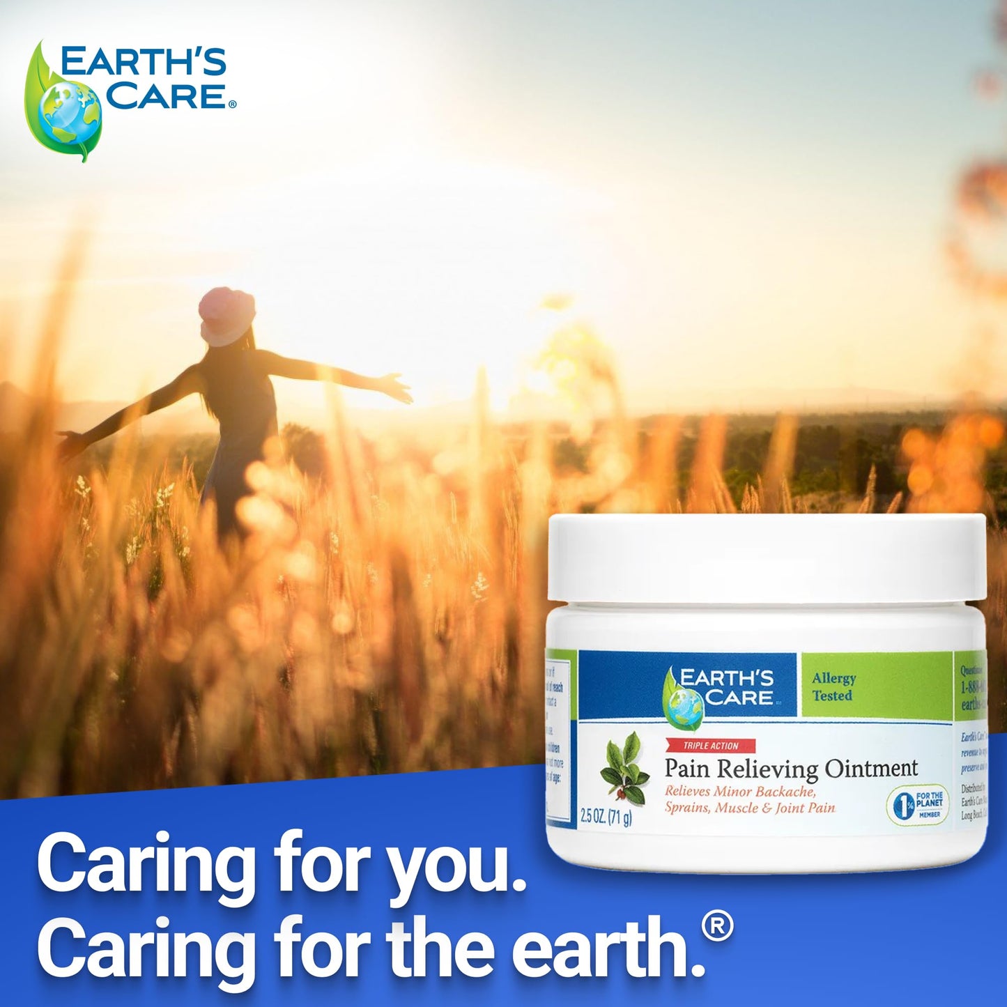 Earth's Care Pain Relieving Ointment - Triple Action Muscle and Joint Cream - Topical Analgesic 2.5 oz. (71 g) Earth's CareBuy Supplements Australia