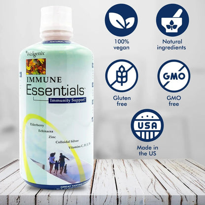 Wellgenix Immune Essentials - Multivitamin Liquid for Men, Women & Kids - Vegan Supplement with Vitamins C, D Elderberry Zinc WellgenixBuy Supplements Australia