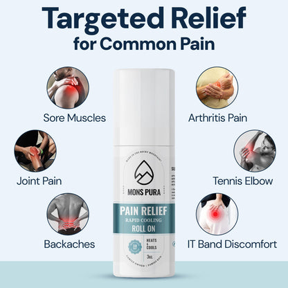 Mons Pura Roll On Pain Relief with Menthol, Arnica, Rosemary & Essential Oils - Extra Strength Arnica Roll On Fast Cooling Muscle & Joint Relief for Arthritis, Back Pain & Sciatica (3oz) Mons PuraBuy Supplements Australia
