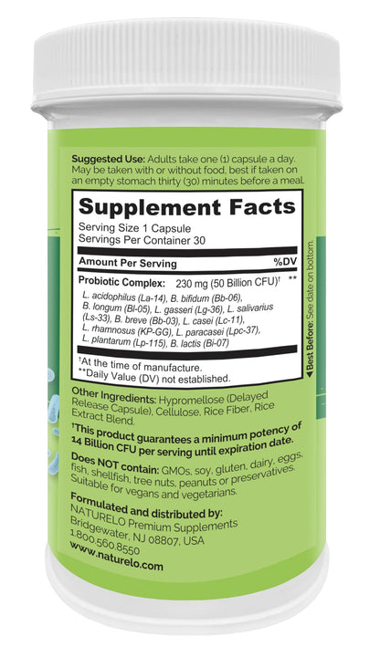 NATURELO Probiotic Supplement - 50 Billion CFU - 11 Strains - One Daily - Helps Support NATURELOBuy Supplements Australia