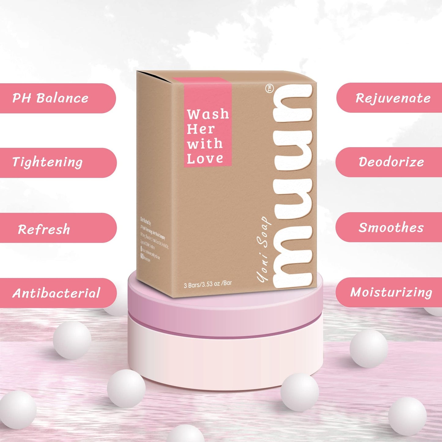 Muun Yoni Soap Bar - Pack 3 Ph Balance Probiotics & Natural Ingredients - Gentle Cleansing Formula MuunBuy Supplements Australia