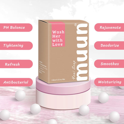 Muun Yoni Soap Bar - Pack 3 Ph Balance Probiotics & Natural Ingredients - Gentle Cleansing Formula MuunBuy Supplements Australia