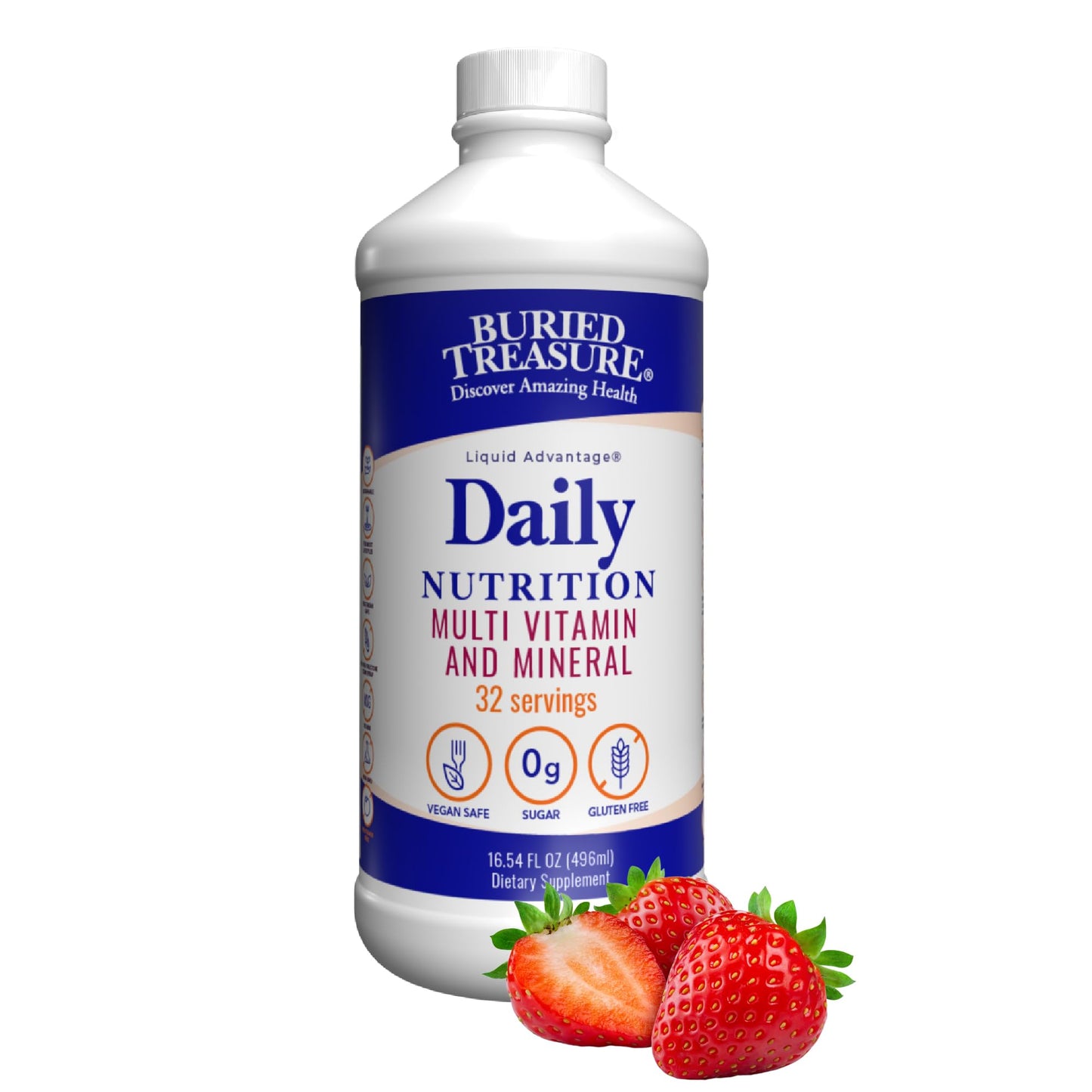 Buried Treasure Daily Nutrition Liquid Multivitamin and Mineral Supplement with Trace Minerals, Superfoods, Vitamin A, B-Complex, C, D, E, Methylfolate, Biotin, Magnesium, Zinc, Resveratrol, 32 serv Buried TreasureBuy Supplements Australia