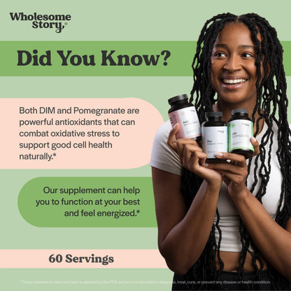 DIM Supplement Women | DIM SGS | Pomegranate, Broccoli and Black Pepper Blend | Estrogen & Hormone Balance for Women | Cell and Tissue Health | 60-Day Supply | Clean Label Project Certified Wholesome StoryBuy Supplements Australia