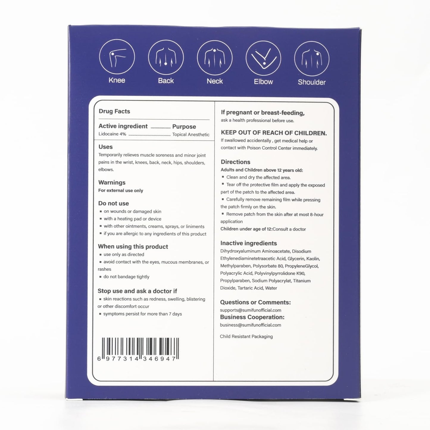 Sumifun 4% Lidocaine Patches Maximum Strength - 13 Count Pain Relieving Gel Patch for Muscle Soreness, Back Ache, Knee, Neck & Joint Pains - Topical Analgesic (Large, Count, 13) SumifunBuy Supplements Australia