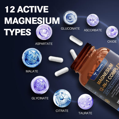 Totaria Magnesium Complex 700mg 12 in 1 Magnesium Supplement with Glycinate Citrate Malate Oxide Taurate Aspartate Orotate Magnesium Relaxation