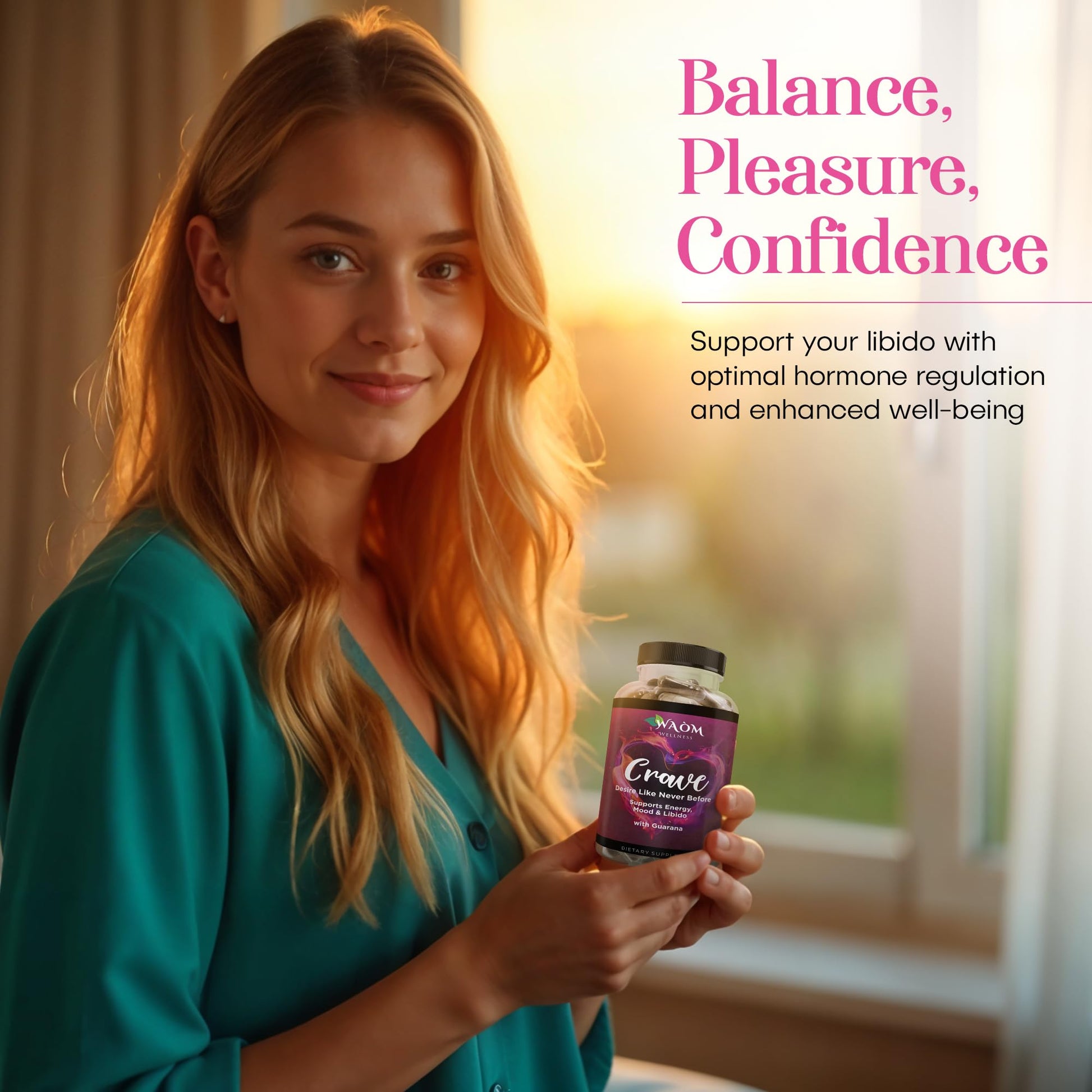 Waòm Wellness Crave – Women’s Desire Booster with Maca, Ashwagandha & L-Theanine – Natural Energy, Mood & Hormone Balance Support – 60 Vegan Capsules Waòm WellnessBuy Supplements Australia