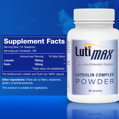 Lutimax Luteolin Complex Powder Brain Supplement with Rutin - Nootropic Brain Supplements for Memory and Focus to Improve Brain Health - Antioxidant Supplement for Immune Support - 100 Servings Solo LutiBuy Supplements Australia