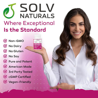 SOLV NATURALS CYSTASOLV Bladder & Pelvic Discomfort Formula - Enjoy Less Urgency & Flares* with Daily IC/BPS UTI Support – Premium Bladder & Urinary Support for Women & Men - 60 Vegan Capsules SOLV NATURALSBuy Supplements Australia