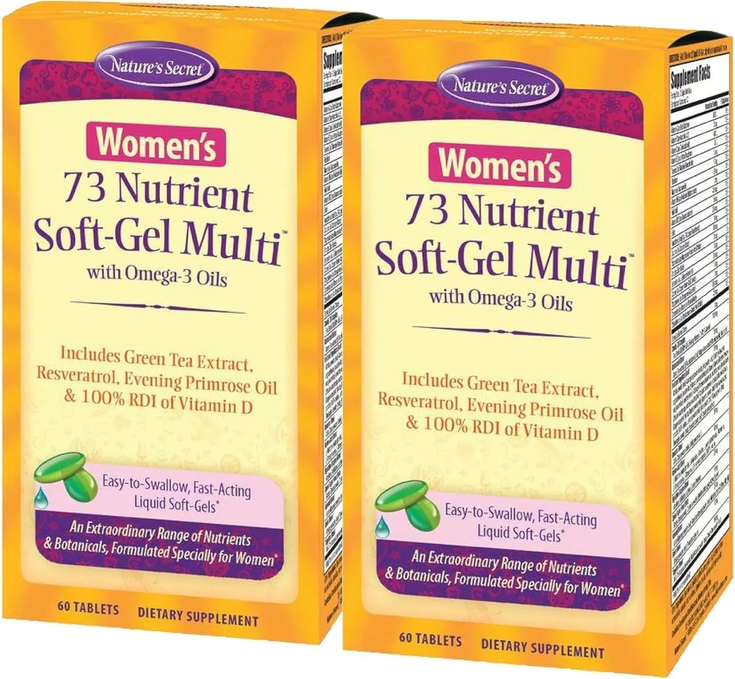 Nature's Secret Women’s 73-Nutrient Soft-Gel Multi – 60 Liquid Soft-Gels – Complete Female Wellness Support - 2 Pack Nature's Secret