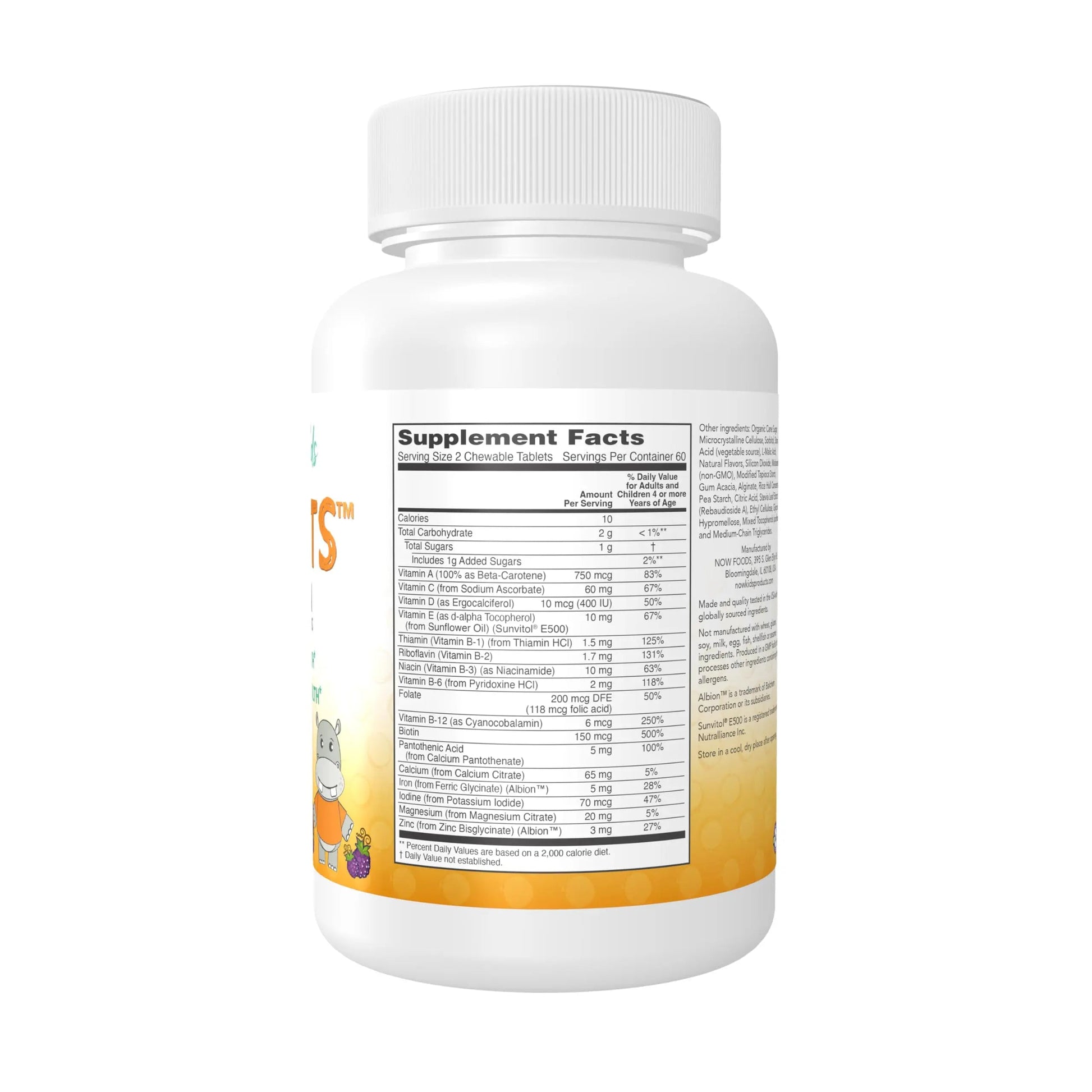 Now Kids Supplements, Kid Vits Multivitamin, Grape Flavor, 120 Chewable Tablets NOW Foods