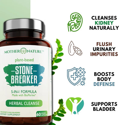 Stone Breaker Chanca Piedra Capsules, Dissolve Kidney & Gallbladder, Detoxify Urinary Tract, Flush Impurities, Kidney Support with Celery Seed Extract - 60 Veg Capsules Mother Nature Organics Superfoods for Organic LivingBuy Supplements Australia