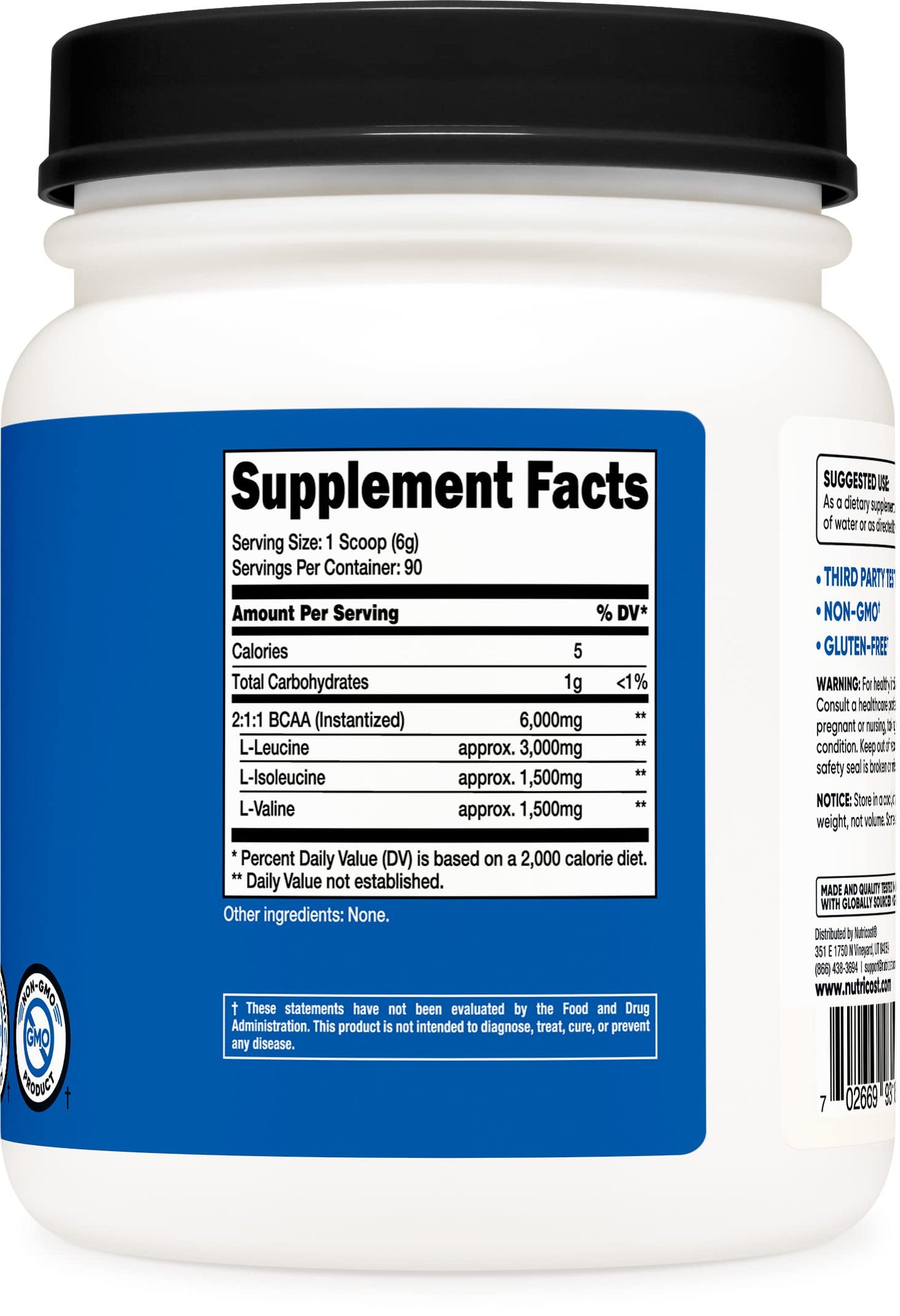 Nutricost BCAA Powder 2:1:1 (Unflavored, 90 Servings) - Branched Chain Amino Acids NutricostBuy Supplements Australia