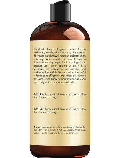 Handcraft Blends Organic Castor Oil for Hair Growth, Eyelashes and Eyebrows - 100% Pure Handcraft BlendsBuy Supplements Australia