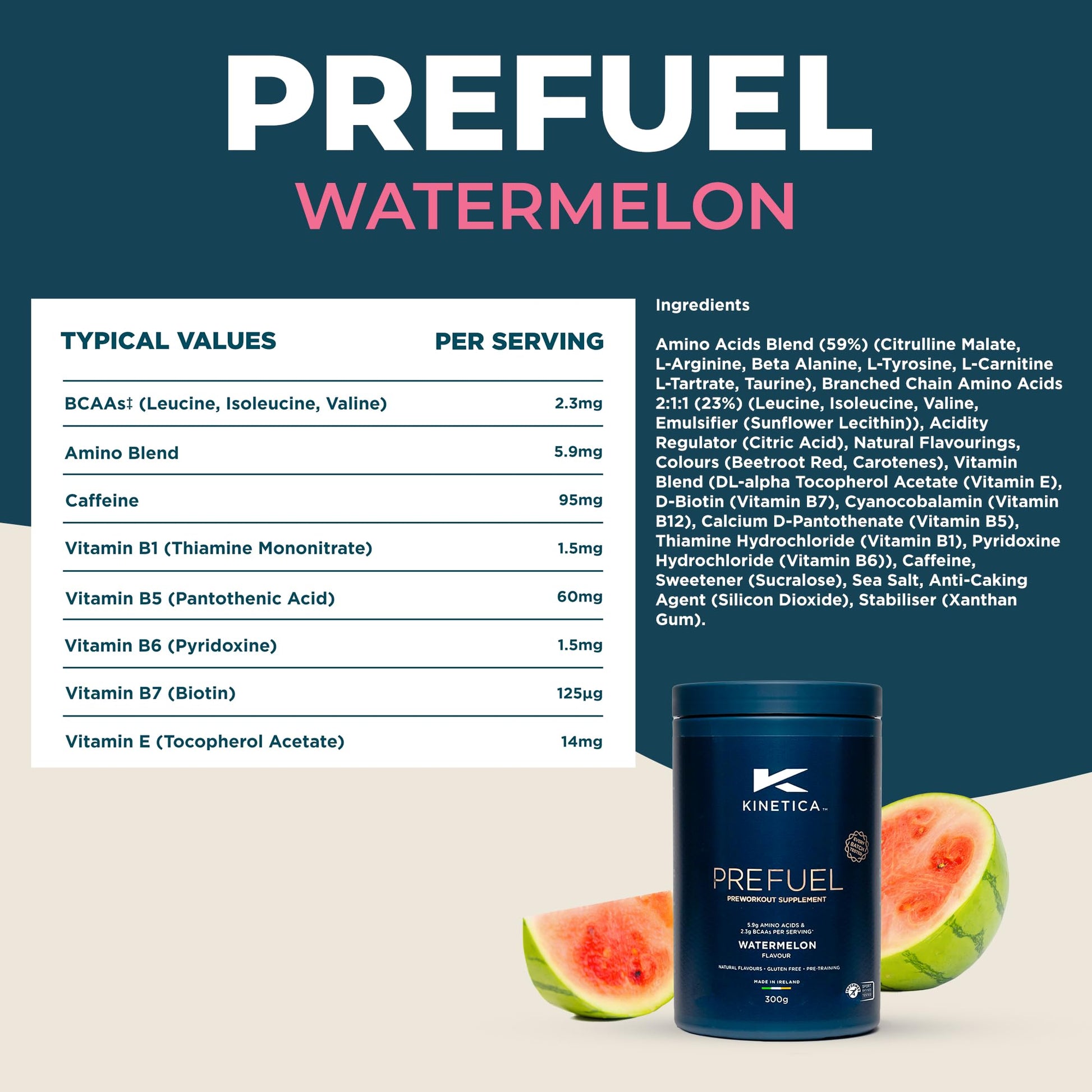 Kinetica PreFuel, Pre Workout, 5.9g Amino Acids & 2.3g BCAA's per Serving, 30 Servings KineticaBuy Supplements Australia