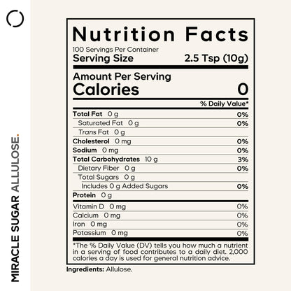 Codeage Miracle Sugar Allulose Powder - All-purpose Zero Calorie Allulose Sweetener, +3 Month Supply - 0 Net-Carbs - Rare Sugar Alternative to Stevia, Aspartame & Liquid - Non-GMO - 35.27 Oz CodeageBuy Supplements Australia