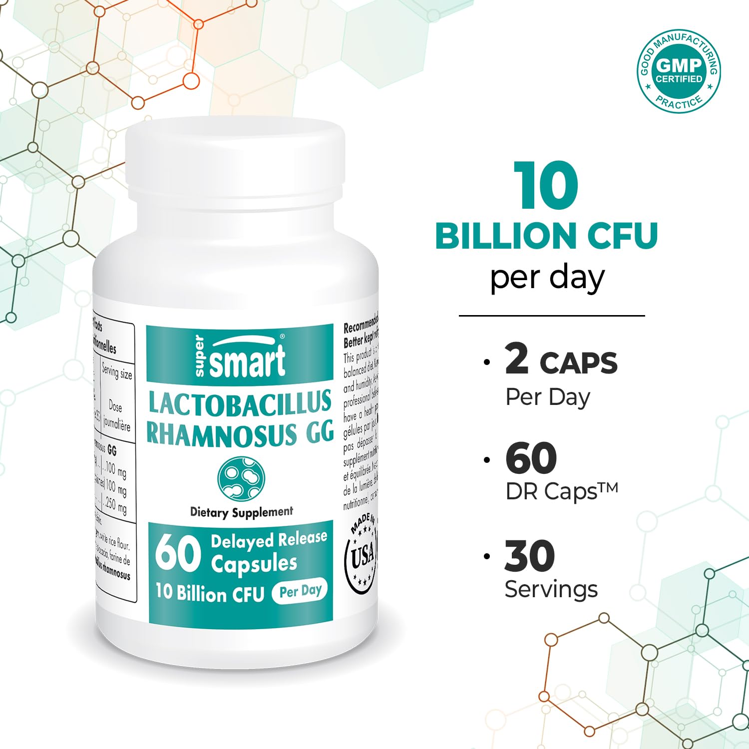 Supersmart - Lactobacillus Rhamnosus GG 10 Billion CFU per Day (LGG Probiotic SupersmartBuy Supplements Australia