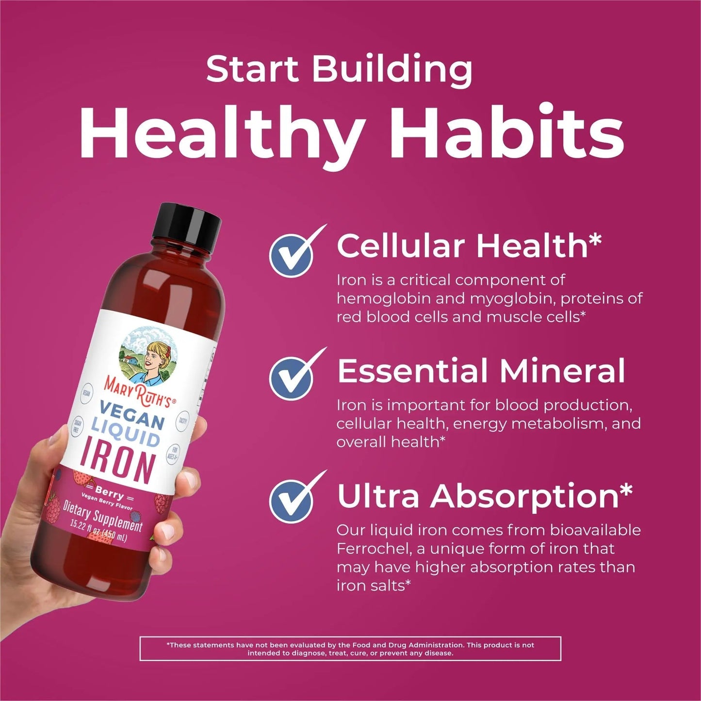 MaryRuth's Women's Multivitamin + Hair Growth Liposomal (Peach) & Iron Liquid (Berry) | Clean Label Project Verified® | MARYRUTH'SBuy Supplements Australia