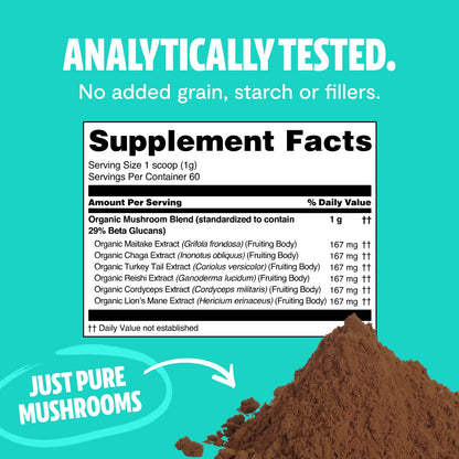 FreshCap Ultimate Mushroom Complex Powder - Lions Mane, Reishi, Cordyceps, Chaga FreshCap MushroomsBuy Supplements Australia