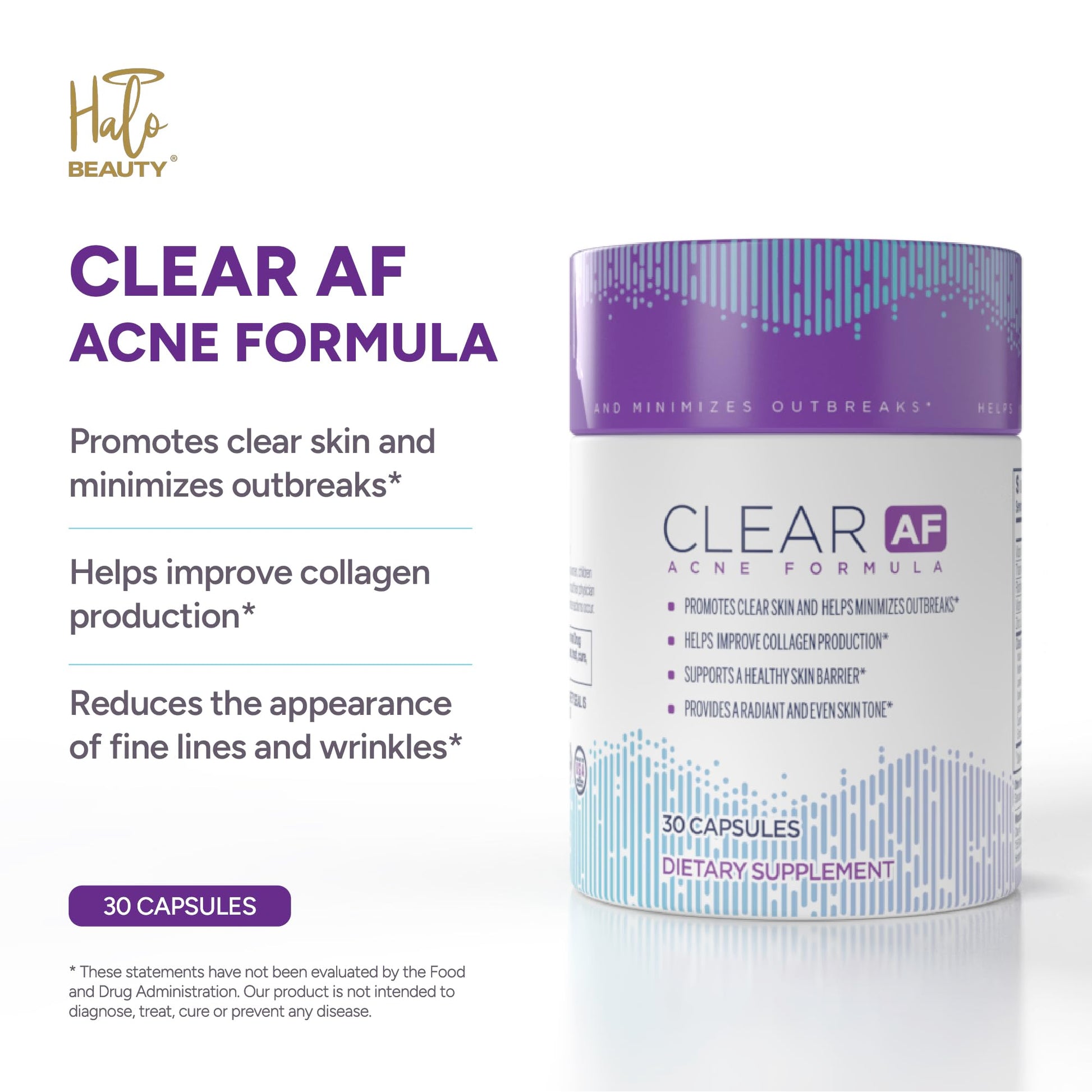 Clear AF Clear Skin Supplement | Skin Barrier Hydration & Clear Complexion Support with Vegan Ceramides, Zinc, Vitamin D3, B6, Riboflavin & Thiamine | Vegan Capsules | 30-Day Supply Clear AFBuy Supplements Australia