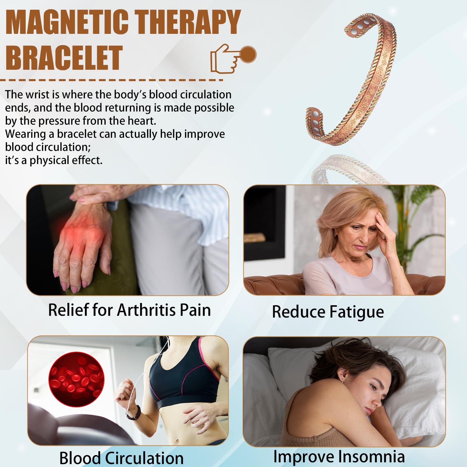 EnerCoppeX Copper Magnetic Bracelet for Women, 99.99% Pure Copper Cuff with 3500 Gauss Magnets (A) EnerCoppeXBuy Supplements Australia
