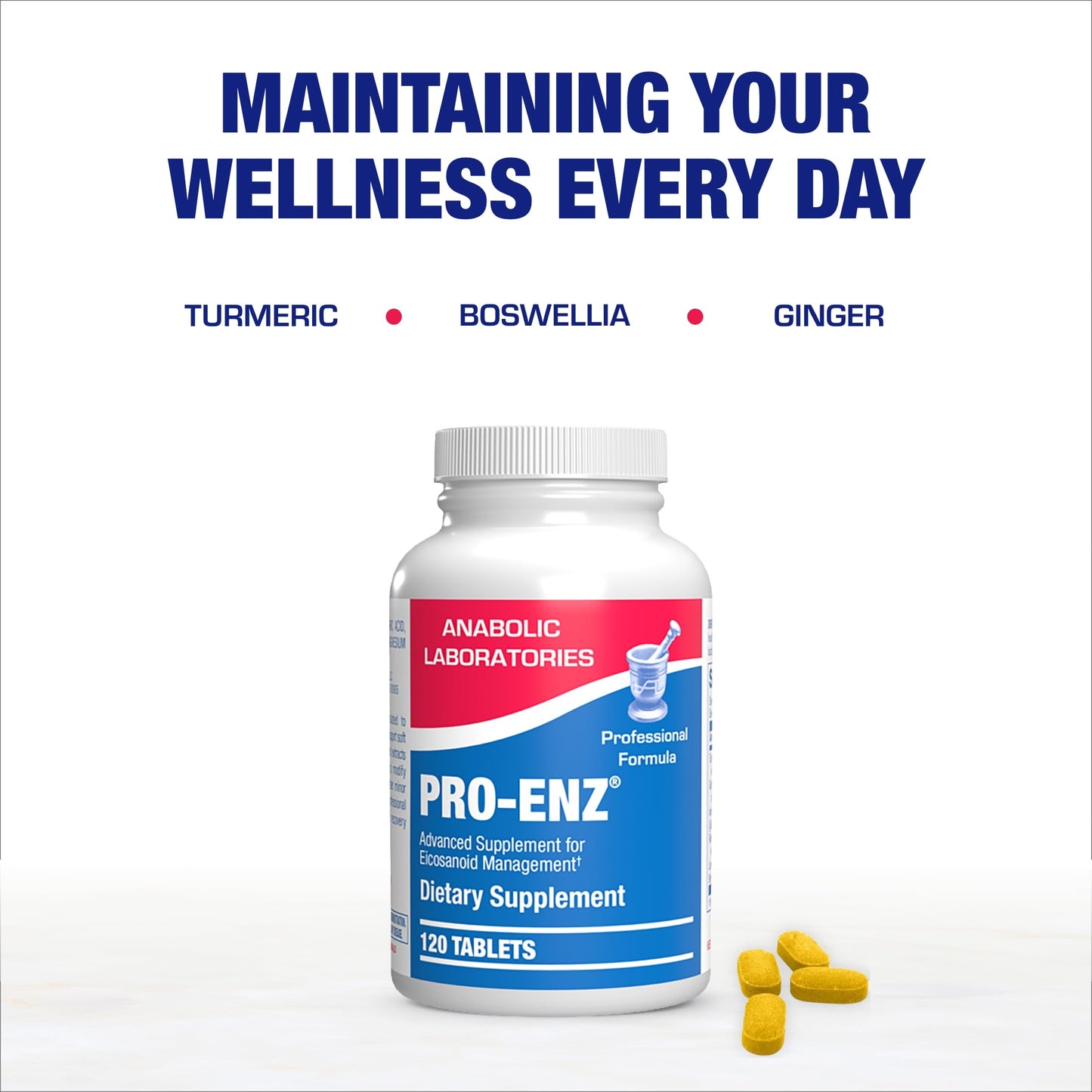 Pro ENZ Joint Support Supplement - Clinical Formula Turmeric Boswellia Supplement for Joint & Cartilage Mobility and Comfort Support Plus Eicosanoid Management with Proteolytic Enzymes (120 Servings) Anabolic LaboratoriesBuy Supplements Australia