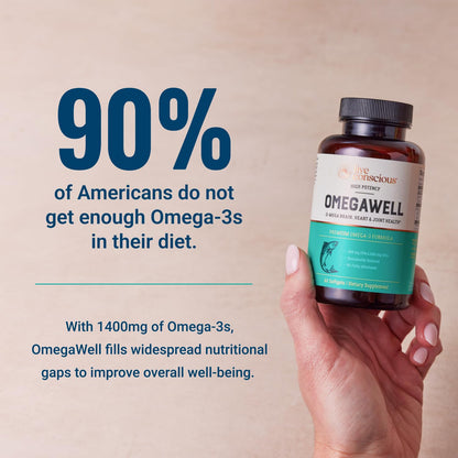 Live Conscious OmegaWell Omega 3 Fish Oil - 2000mg Capsules: Heart, Brain, & Joint Support - 800 mg EPA 600 mg DHA - Sustainably Sourced
