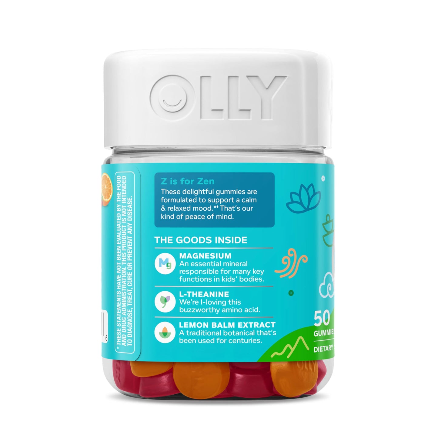 OLLY Kids Chillax Gummy, For a Calm and Relaxed Mood*, Magnesium, L-Theanine, Lemon Balm Extract, Chewable Supplement, Sherbet Flavored, 25 Day Supply - 50 Count (Packaging May Vary) OLLYBuy Supplements Australia
