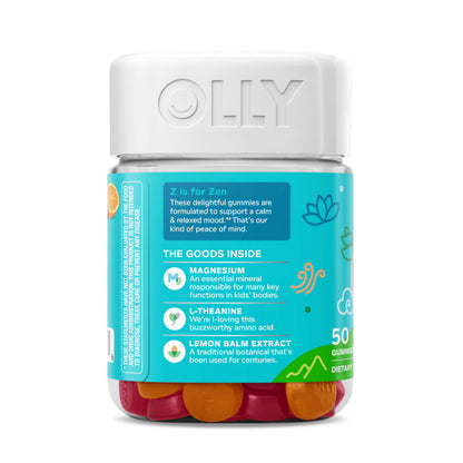 OLLY Kids Chillax Gummy, For a Calm and Relaxed Mood*, Magnesium, L-Theanine, Lemon Balm Extract, Chewable Supplement, Sherbet Flavored, 25 Day Supply - 50 Count (Packaging May Vary) OLLYBuy Supplements Australia