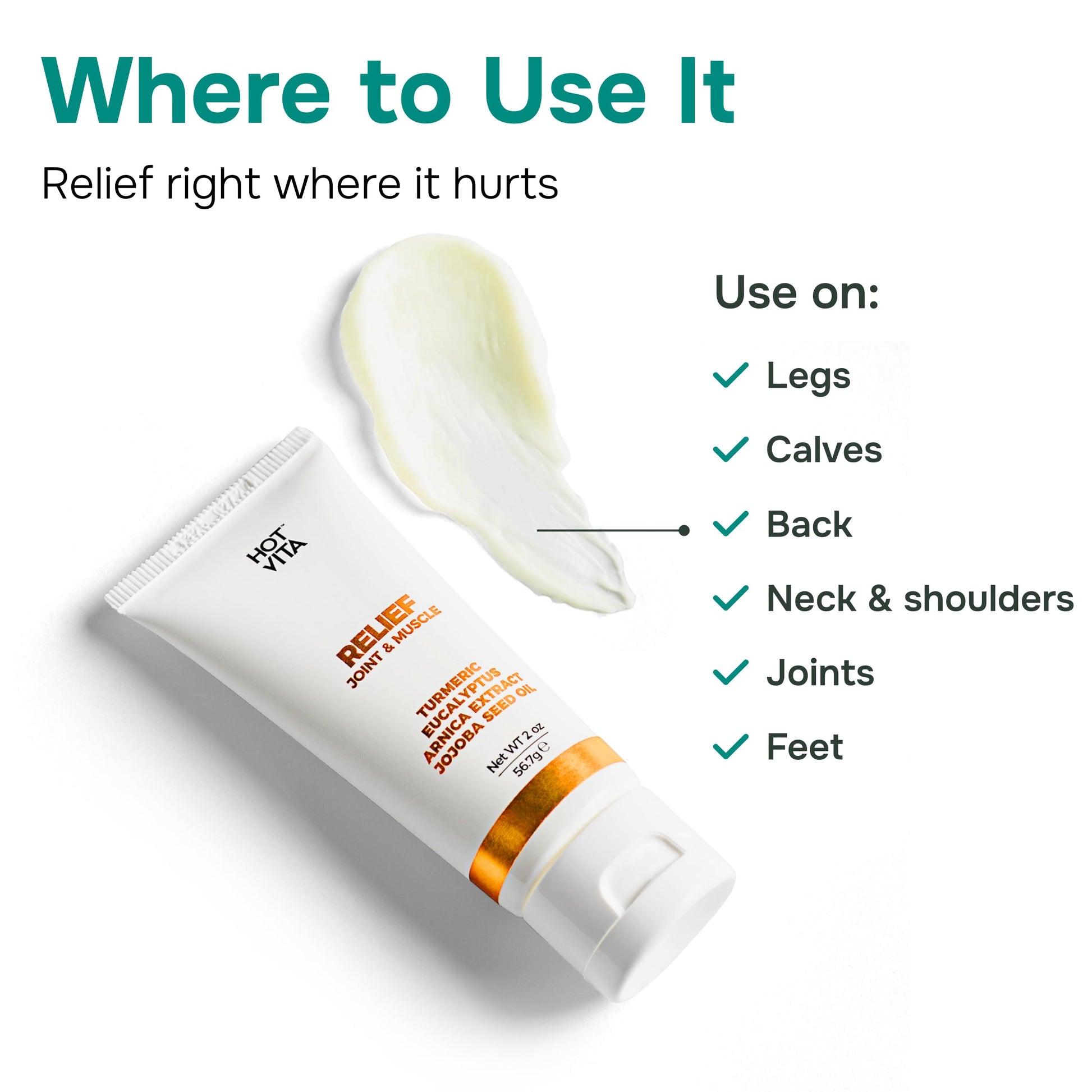 Hot Vita Relief Gel - Plant-Based Cooling Gel with Arnica, Turmeric & Eucalyptus - Soothing Formula for Muscle Fatigue, Tired Legs Hot VitaBuy Supplements Australia