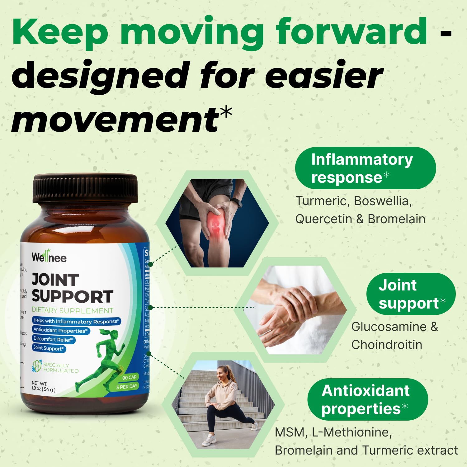 Wellnee Knee & Joint Wellness Bundle – Herbal Patches (10 pcs) & Support Capsules (90 servings) WellneeBuy Supplements Australia