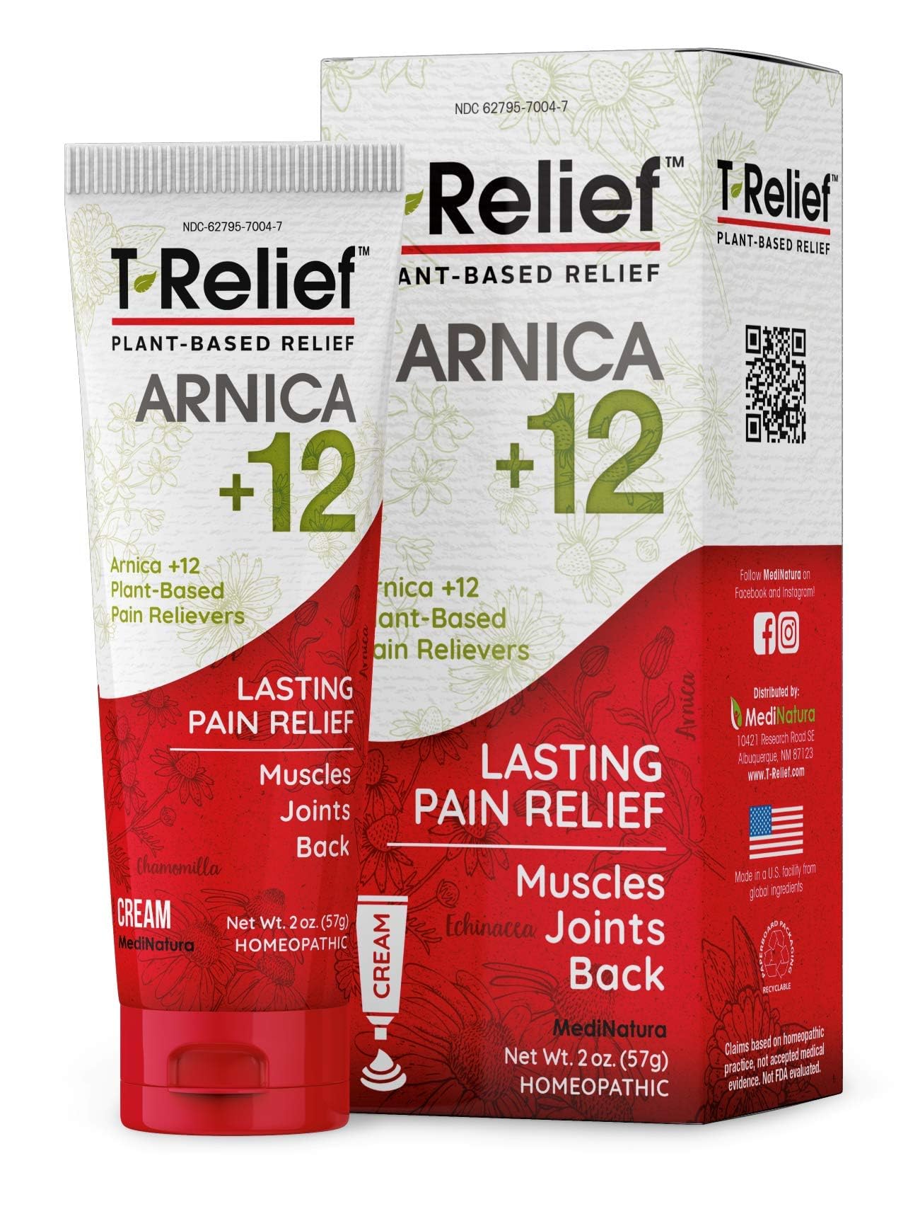 MediNatura T-Relief Extra Strength Discomfort Relief-Naturally-Soothing Cream That Supports Sore Joints-Stiffness & Body Ache Aid-Homeopathic Herbal Rub-Fast-Absorbing & Non-Sticky Lotion - 2 oz MediNaturaBuy Supplements Australia