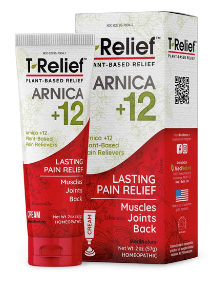 MediNatura T-Relief Extra Strength Discomfort Relief-Naturally-Soothing Cream That Supports Sore Joints-Stiffness & Body Ache Aid-Homeopathic Herbal Rub-Fast-Absorbing & Non-Sticky Lotion - 2 oz MediNaturaBuy Supplements Australia