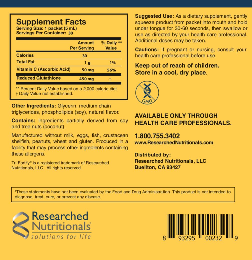 Researched Nutritionals Liposomal Glutathione (450mg) Liquid Gel + Vitamin C - Tri-Fortify - Aid Natural Energy, Immune Support & Detox - Clinically Researched for Absorption - Watermelon (5 Fl Oz) Researched NutritionalsBuy Supplements Australia