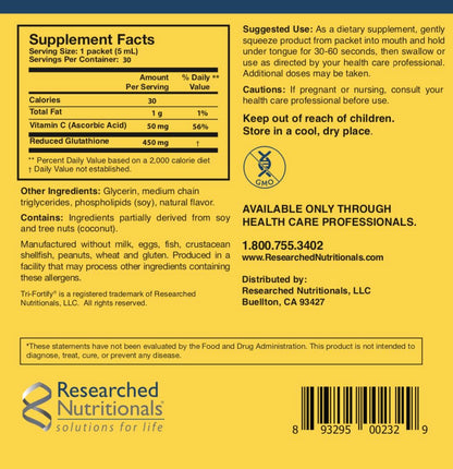 Researched Nutritionals Liposomal Glutathione (450mg) Liquid Gel + Vitamin C - Tri-Fortify - Aid Natural Energy, Immune Support & Detox - Clinically Researched for Absorption - Watermelon (5 Fl Oz) Researched NutritionalsBuy Supplements Australia