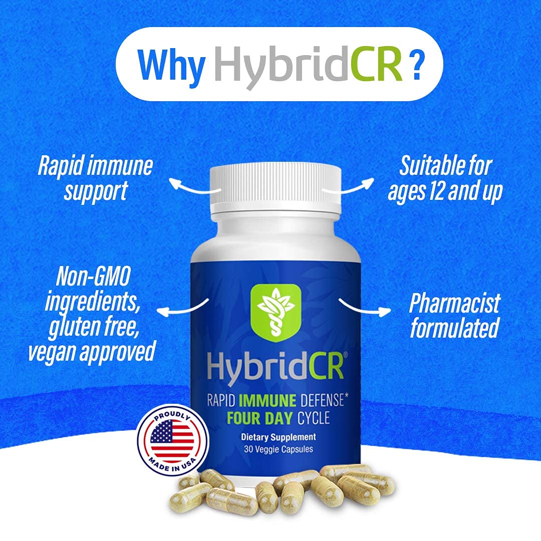 HybridCR Rapid Immunity Supplement | Zinc, Echinacea, Andrographis, Ginseng, Selenium, Gluten-Free & Non-GMO | 5-in-1 Immune Support Supplement | Pharmacist Formulated 1 Month Supply (30 Veggie Caps) Hybrid RemediesBuy Supplements Australia