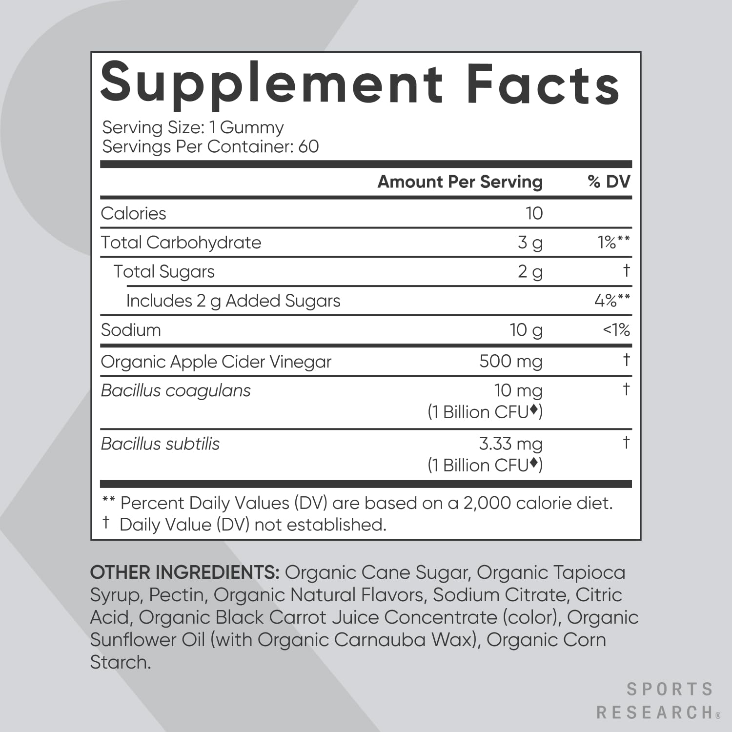 Sports Research Organic Apple Cider Vinegar Gummies with The Mother - USDA Organic Sports ResearchBuy Supplements Australia
