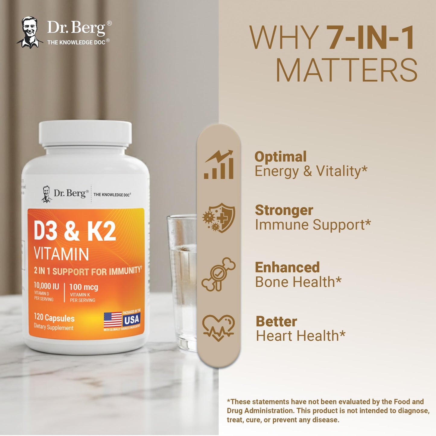 Dr. Berg Vitamin D3 & K2 10,000 IU + MK-7 – 120 Capsules – Immune, Bone & Heart Support* Supplement w/Magnesium, Zinc, B6 – 4X Lab-Tested – No Fillers – Non-GMO, cGMP, Formulated in USA Dr. Berg NutritionalsBuy Supplements Australia